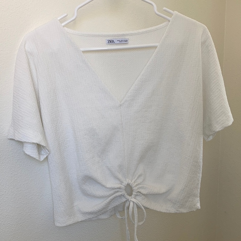 Zara quilted material crop top with tie